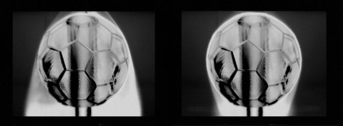 The wake behind a football at low (left image) and high (right image) air speed